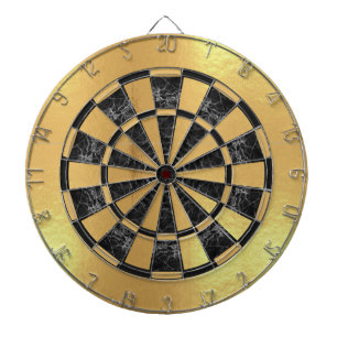 Faux Gold Foil Black Marble Faux Metallic Dartboard