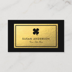 Faux Gold Foil - Black Shamrock Logo Business Card