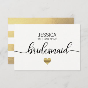 Faux Gold Foil Black Will You Be my Bridesmaid? Invitation