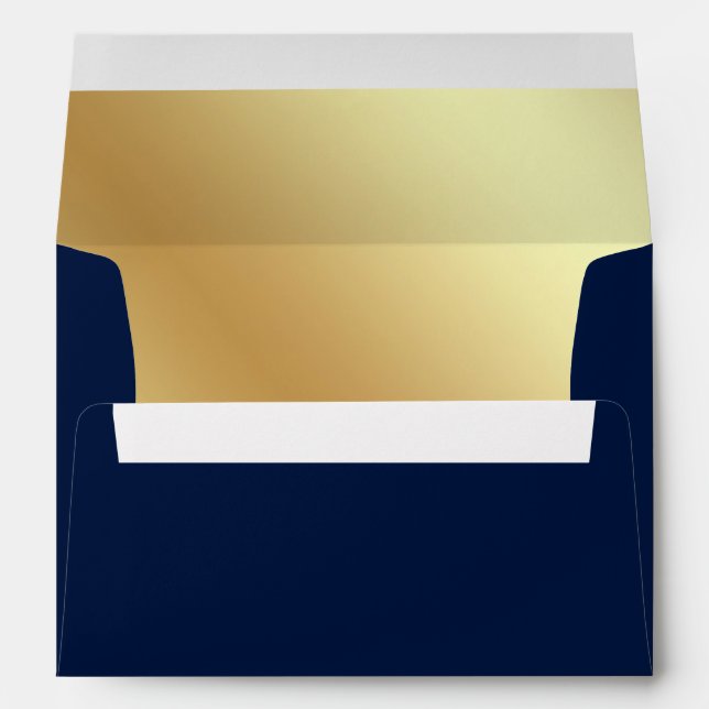 Faux Gold Foil Blue Envelope (Back (Bottom))