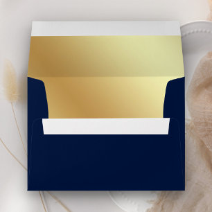 Faux Gold Foil Blue Envelope