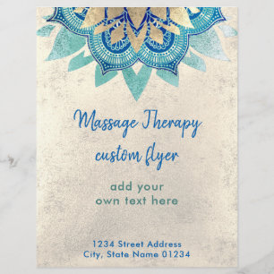 FAUX gold foil blue lotus flower Flyer