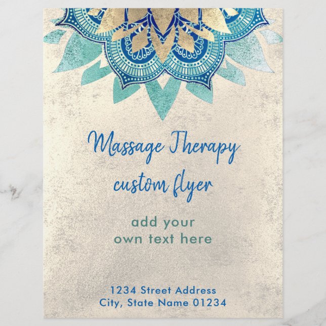 FAUX gold foil blue lotus flower Flyer (Front)