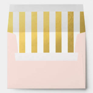 Faux Gold Foil Blush Pink Wedding Return Address Envelope