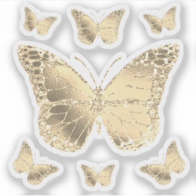 faux gold foil butterflies transparent sticker (Front)