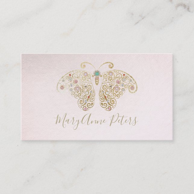 faux gold foil butterfly business card (Front)