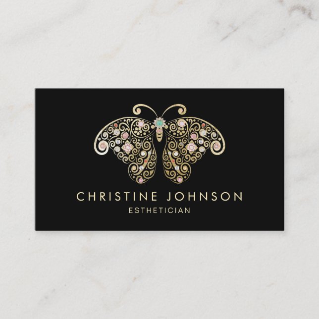 • faux gold foil butterfly business card (Front)