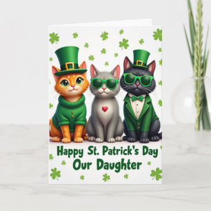 Faux Gold Foil Cats St Patricks Card