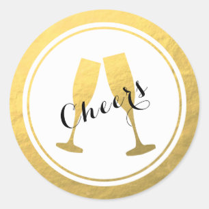 Faux Gold Foil Champagne Glasses Sticker