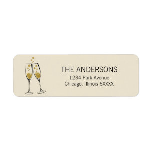 Faux Gold Foil Cheers New Year's Address Label