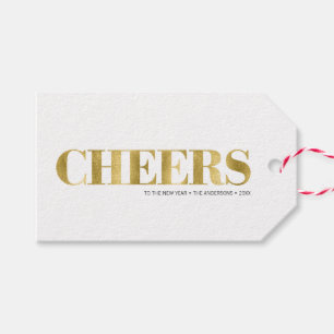 Faux Gold Foil Cheers New Year's Holiday Gift Tag