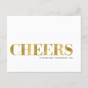 Faux Gold Foil Cheers New Year's Holiday Postcard