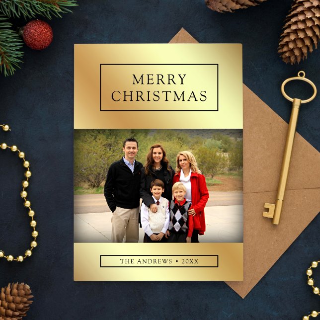 Faux Gold Foil Christmas Family Photo Holiday Card (Creator Uploaded)