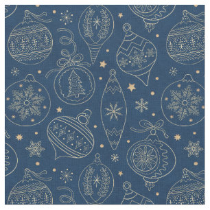 Faux Gold Foil Christmas Tree Decoration Pattern Fabric