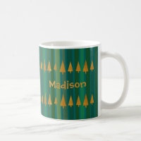 Faux Gold Foil Christmas Trees w/ Green Stripes