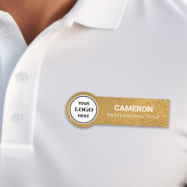 Faux Gold Foil Circle Company Logo Name Tag (Creator Uploaded)
