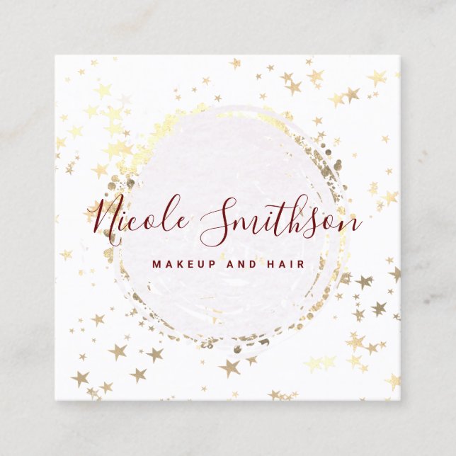 FAUX gold foil circle logo on stars Square Business Card (Front)