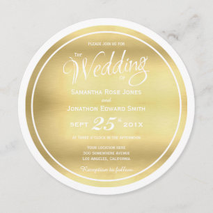 Faux Gold Foil Circle Wedding Invitation