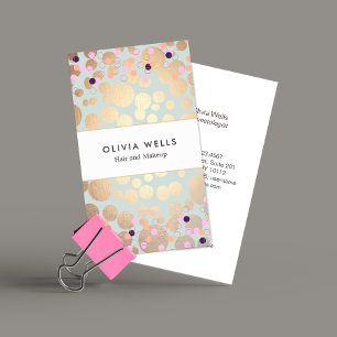 Faux Gold Foil Circles and Confetti Pattern Business Card