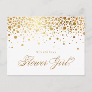 Faux Gold Foil Confetti Be My Maid of Honour Invitation Postcard