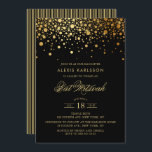 Faux Gold Foil Confetti Black Bat Mitzvah Invitation<br><div class="desc">Invite family and friends to your daughter Bat Mitzvah with this modern and elegant invitation. It features faux gold confetti dots and stripes pattern. Personalise by adding name,  date,  time,  venue and other event details. Matching items are available.</div>