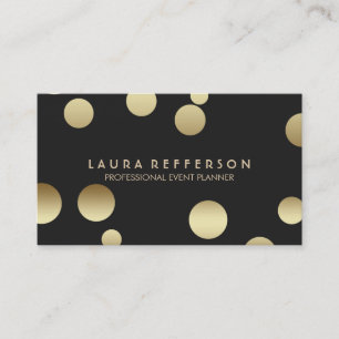 Faux Gold Foil Confetti Black Modern Business Card