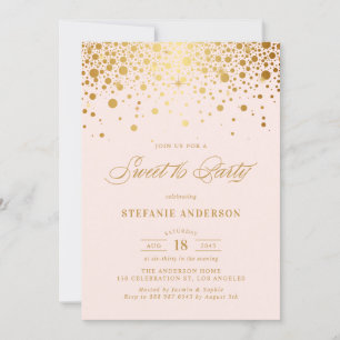 Faux Gold Foil Confetti Blush Sweet 16 Party Invitation
