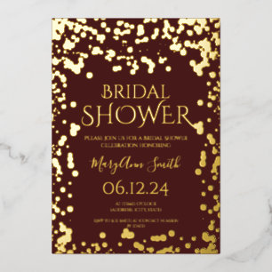 Faux Gold Foil Confetti Bridal Shower Burgundy