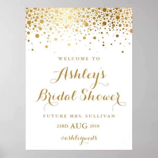 Faux Gold Foil Confetti Bridal Shower Poster (Front)