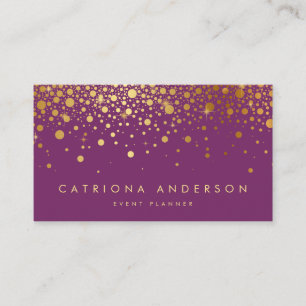 Faux Gold Foil Confetti Business Card Purple