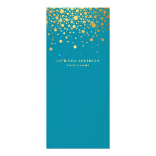 Faux Gold Foil Confetti Business Rack Card   Teal