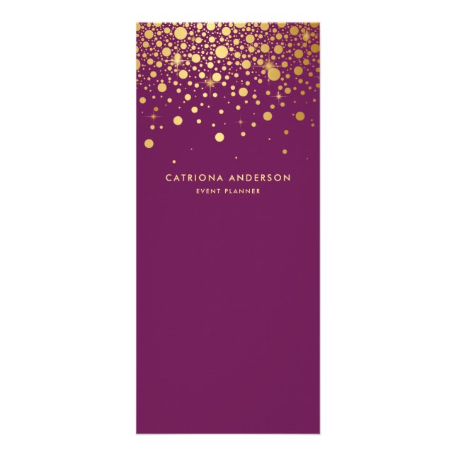Faux Gold Foil Confetti Business Rack Card | White (Front)