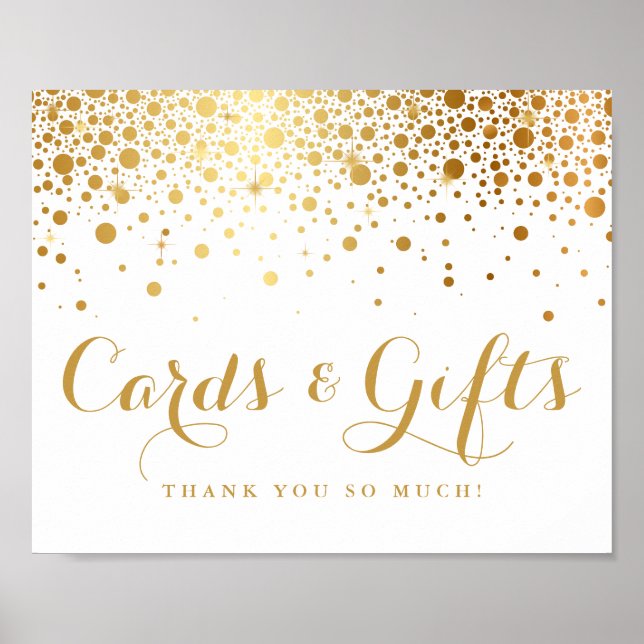 Faux Gold Foil Confetti Cards and Gifts  Poster (Front)
