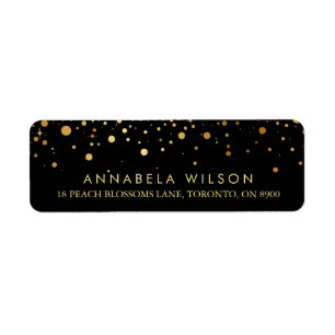 Faux Gold Foil Confetti Dots Black