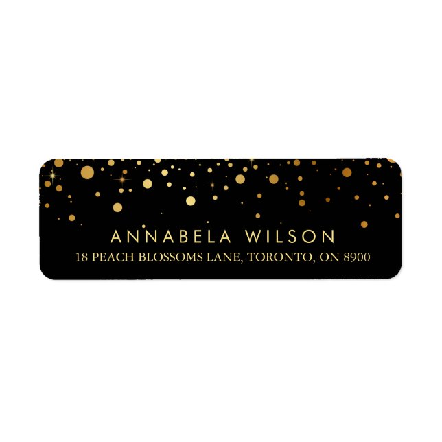 Faux Gold Foil Confetti Dots Black (Front)