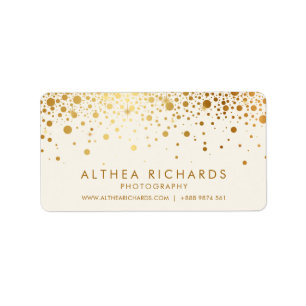 Faux Gold Foil Confetti Dots Business Card Ivory Label