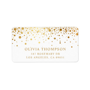 Faux Gold Foil Confetti Dots Elegant Address Label