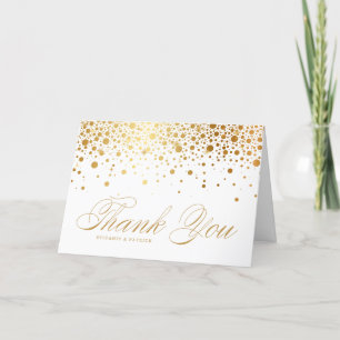 Faux Gold Foil Confetti Dots Elegant Custom Thank You Card