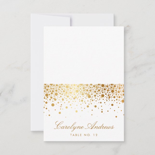 Faux Gold Foil Confetti Dots Elegant Place Card II (Front)