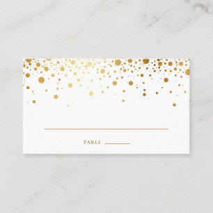 Faux Gold Foil Confetti Dots Elegant Wedding Place Card