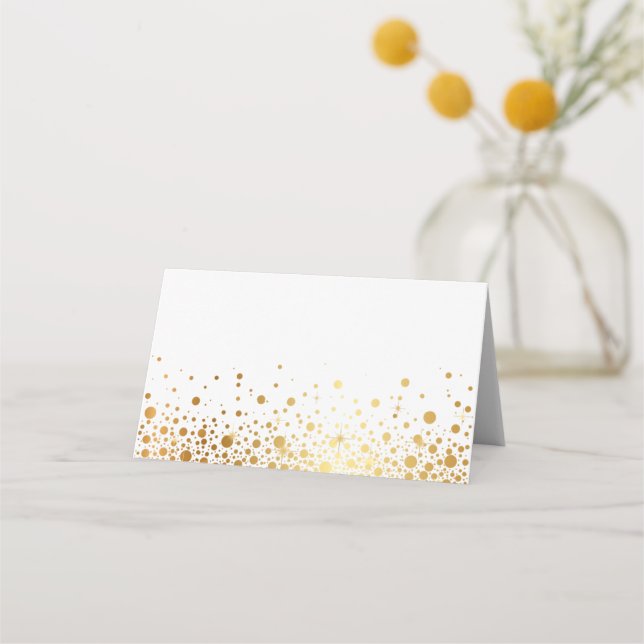 Faux Gold Foil Confetti Dots II Place Card (Front)