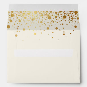 Faux Gold Foil Confetti Dots   Ivory Envelope