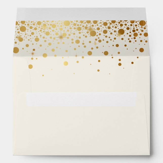 Faux Gold Foil Confetti Dots | Ivory Envelope (Back (Bottom))