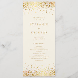 Faux Gold Foil Confetti Dots Ivory Wedding Programme