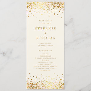 Faux Gold Foil Confetti Dots Ivory Wedding Programme