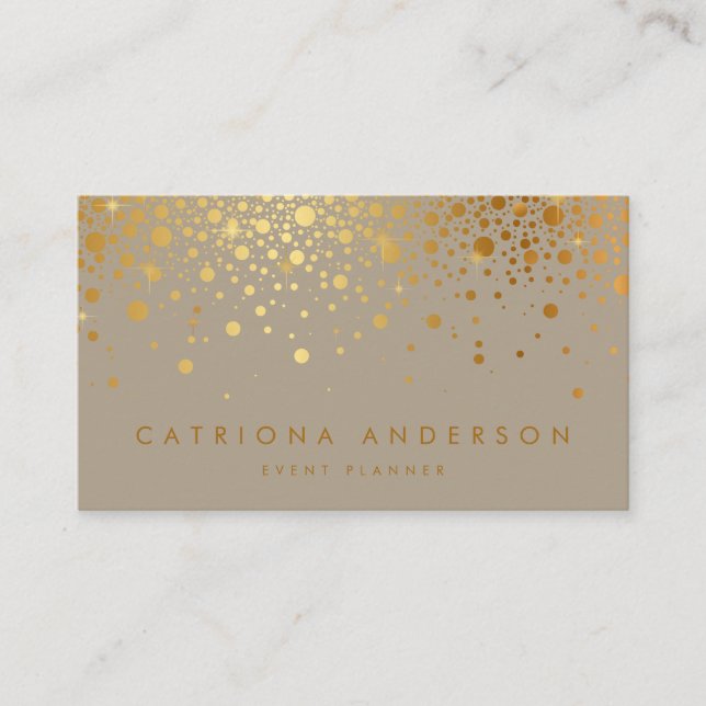 Faux Gold Foil Confetti Dots Modern II Business Card (Front)