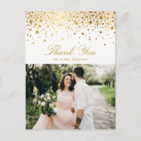 Faux Gold Foil Confetti Dots Photo Thank You II