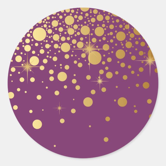 Faux Gold Foil Confetti Dots Purple Sticker (Front)