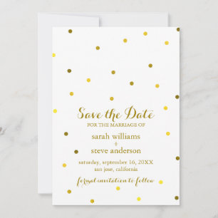Faux Gold Foil Confetti Dots Save the Date