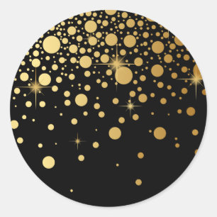 Faux Gold Foil Confetti Dots Sticker Black